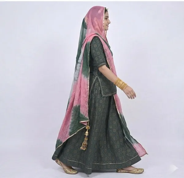 Green_&_Pink_Chanderi_Cotton_Rajputi_Poshak_4_Metre_Fabric_2.5_Meter_Odhani_For_Women