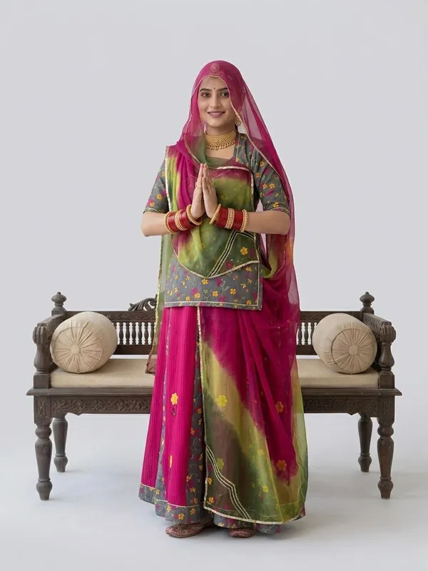 Pink_&_Green_Mix_Cotton_Rajputi_Poshak_4_Metre_Fabric_2.5_Meter_Odhani_For_Women