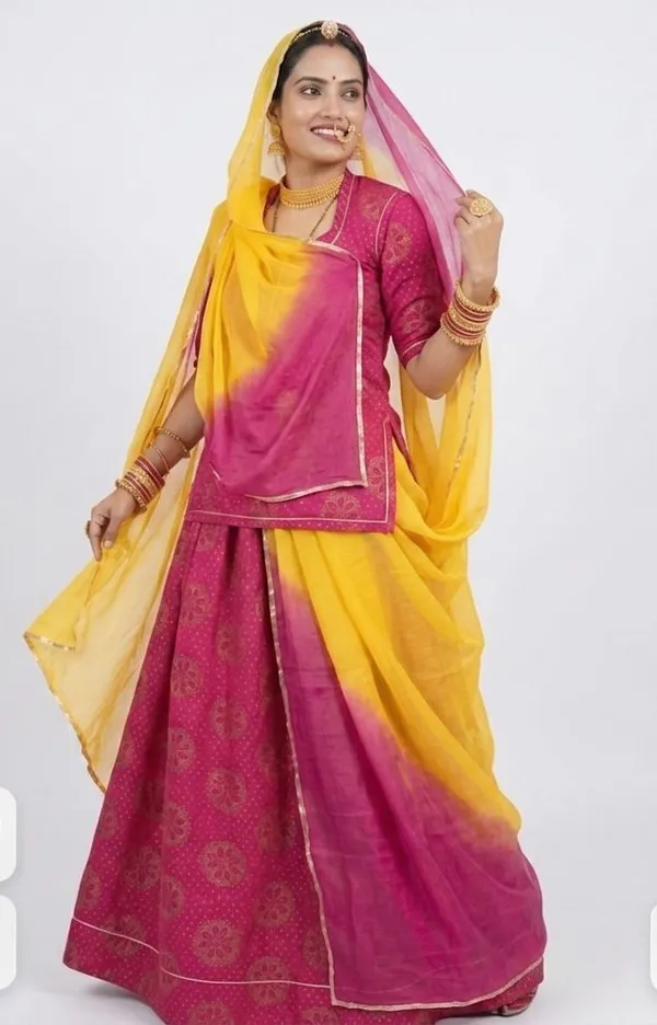 Pink_&_Yellow_Chanderi_Cotton_Rajputi_Poshak_4_Metre_Fabric_2.5_Meter_Odhani_For_Women