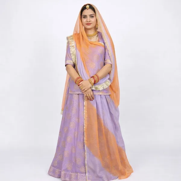 Purple_&_Orange_Chanderi_Cotton_Rajputi_Poshak_4_Metre_Fabric_2.5_Meter_Odhani_For_Women