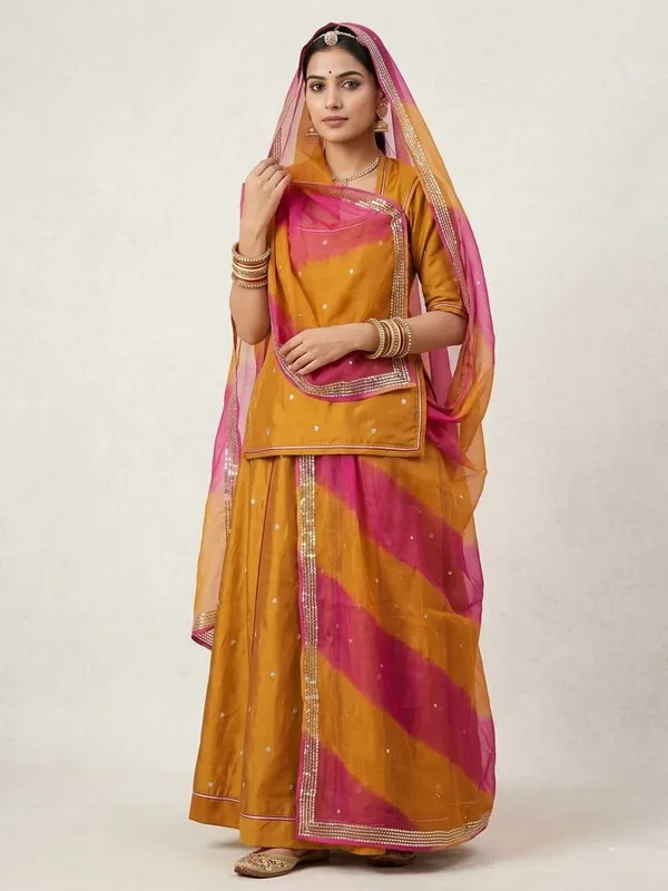 Yellow_&_Pink_Silk_Crepe_Rajputi_Poshak_4_Metre_Fabric_2.5_Meter_Odhani_For_Women