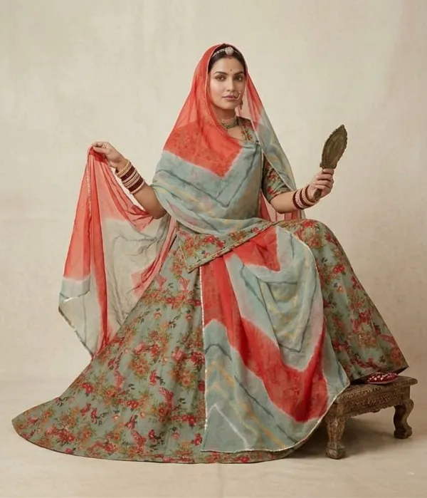 Red_&_Sage_Green_Cotton_Rajputi_Poshak_4_Metre_Fabric_2.5_Meter_Odhani_For_Women