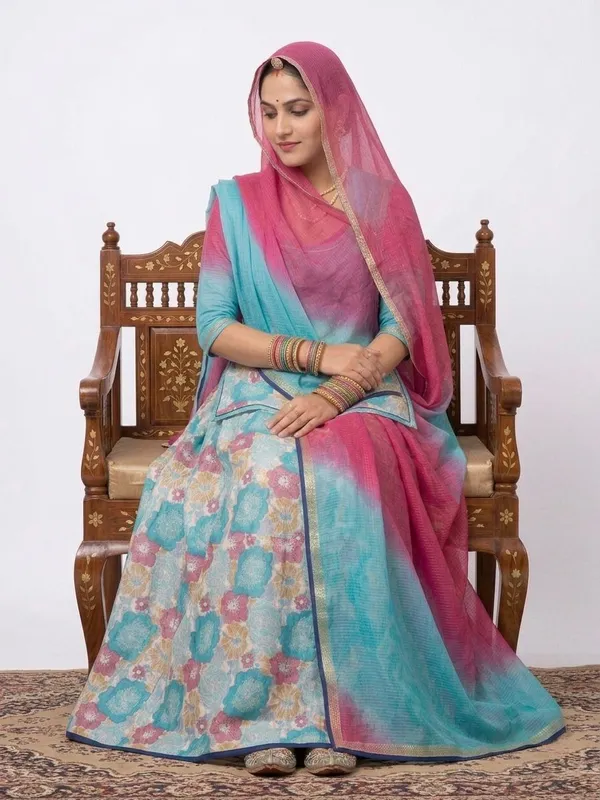 Blue_&_Pink_Cotton_Doriya_Rajputi_Poshak_4_Metre_Fabric_2.5_Meter_Odhani_For_Women