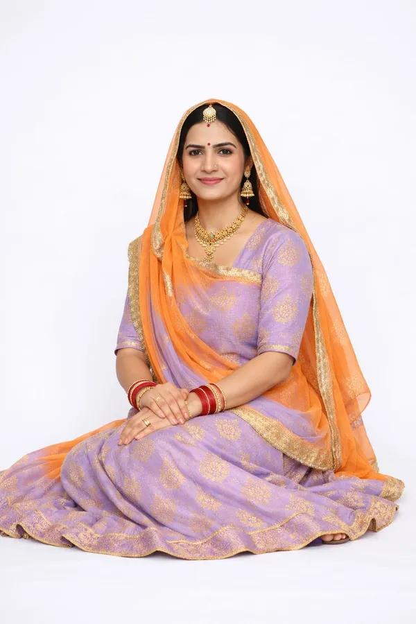 Purple_&_Orange_Chanderi_Cotton_Rajputi_Poshak_4_Metre_Fabric_2.5_Meter_Odhani_For_Women