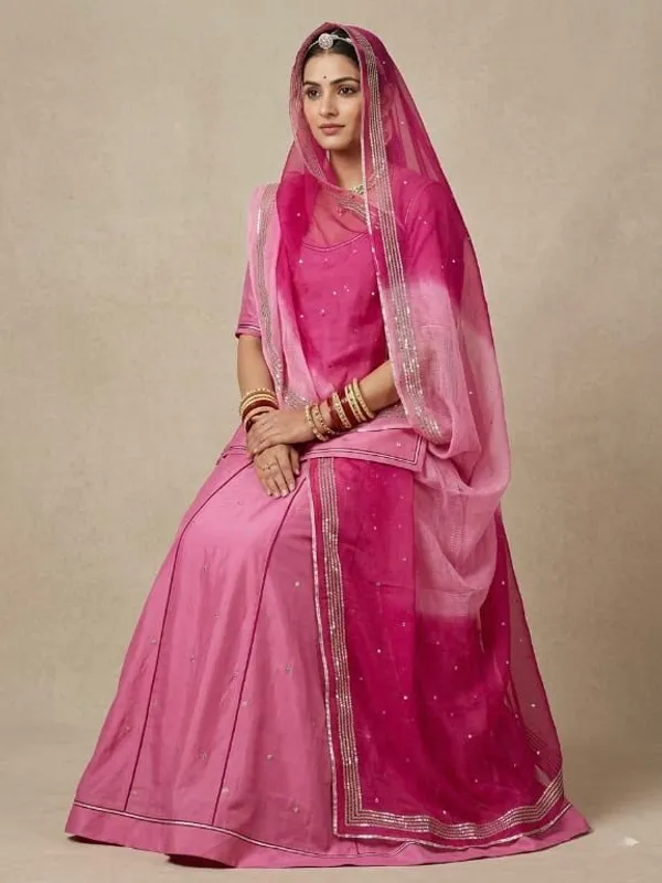 Pink_Silk_Crepe_Rajputi_Poshak_4_Metre_Fabric_2.5_Meter_Odhani_For_Women