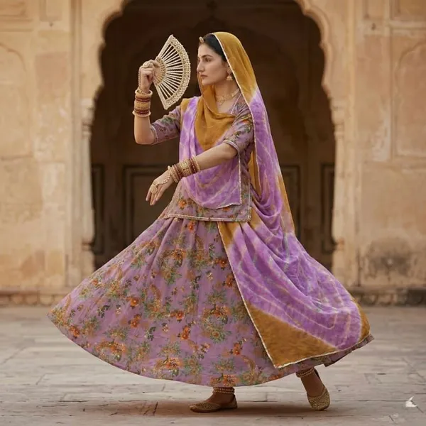 Purple_Cotton_Rajputi_Poshak_4_Metre_Fabric_2.5_Meter_Odhani_For_Women