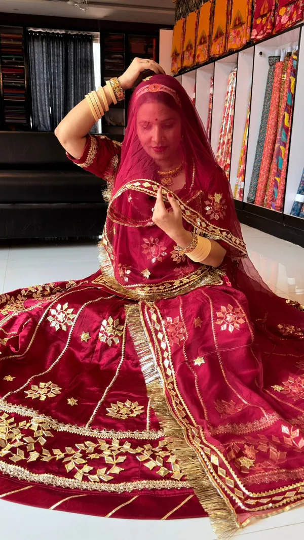 Maroon_Cotton_Rajputi_Poshak_4_Metre_Fabric_2.5_Meter_Odhani_For_Women