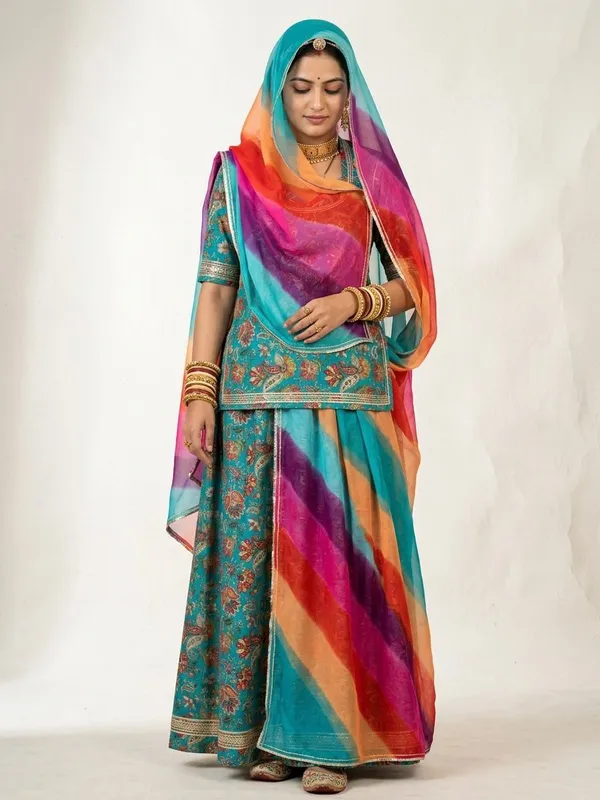 Multicolor_Cotton_Rajputi_Poshak_4_Metre_Fabric_2.5_Meter_Odhani_For_Women