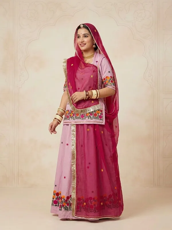Pink_Georgette_Rajputi_Poshak_4_Metre_Fabric_2.5_Meter_Odhani_For_Women