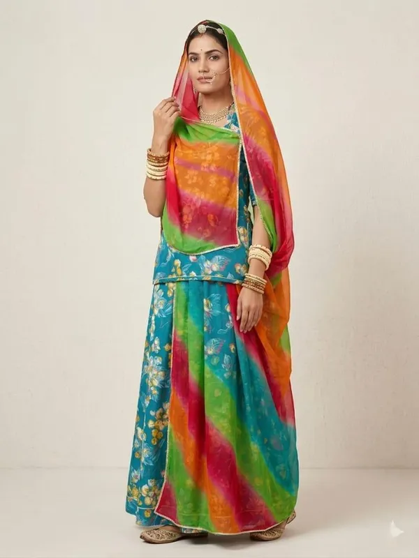 Multicolor_Cotton_Rajputi_Poshak_4_Metre_Fabric_2.5_Meter_Odhani_For_Women