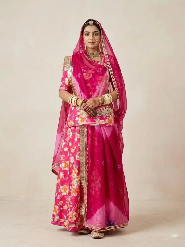 Pink_Cotton_Rajputi_Poshak_4_Metre_Fabric_2.5_Meter_Odhani_For_Women