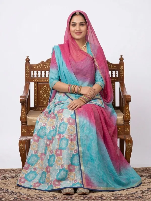 Blue_&_Pink_Cotton_Doriya_Rajputi_Poshak_4_Metre_Fabric_2.5_Meter_Odhani_For_Women