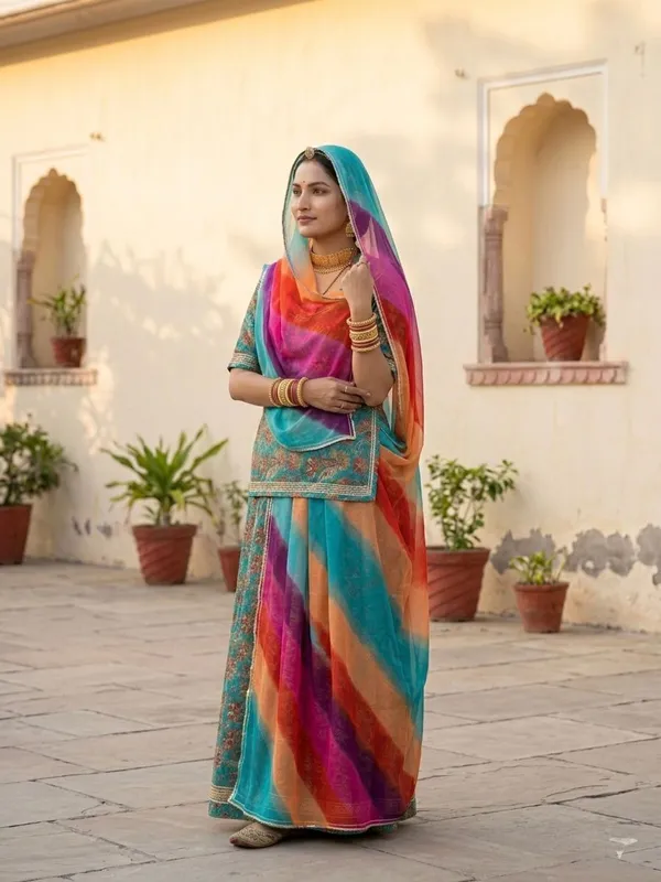 Multicolor_Cotton_Rajputi_Poshak_4_Metre_Fabric_2.5_Meter_Odhani_For_Women