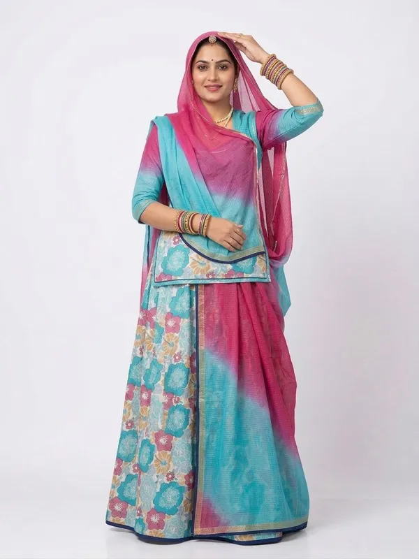 Blue_&_Pink_Cotton_Doriya_Rajputi_Poshak_4_Metre_Fabric_2.5_Meter_Odhani_For_Women