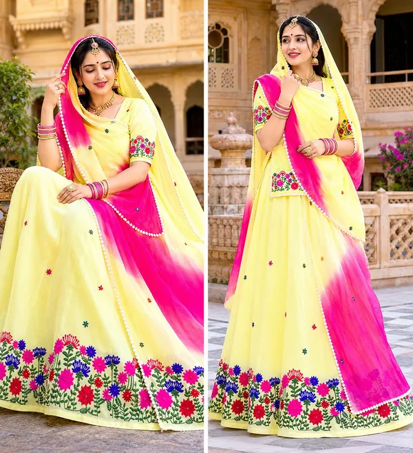 Yellow_Georgette_Rajputi_Poshak_4_Metre_Fabric_2.5_Meter_Odhani_For_Women