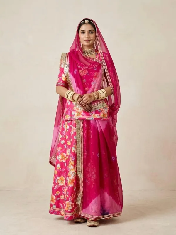 Pink_Cotton_Rajputi_Poshak_4_Metre_Fabric_2.5_Meter_Odhani_For_Women