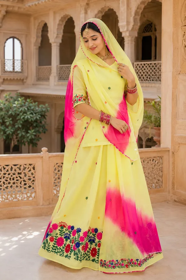 Yellow_Georgette_Rajputi_Poshak_4_Metre_Fabric_2.5_Meter_Odhani_For_Women