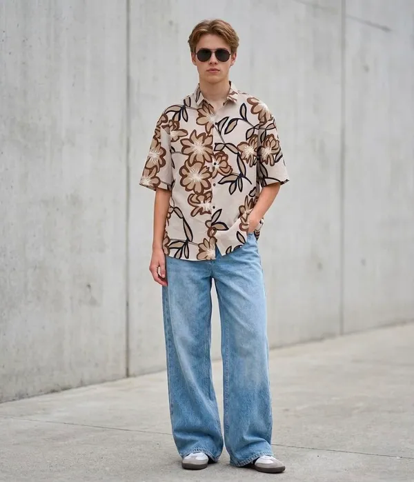 Beige_Floral_Print_Relaxed_Fit_Short_Sleeve_Shirt_for_Men