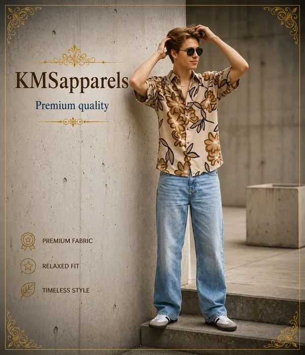 Beige_Floral_Print_Relaxed_Fit_Short_Sleeve_Shirt_for_Men