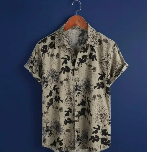 Olive_Green_Abstract_Print_Short_Sleeve_Shirt_for_Men