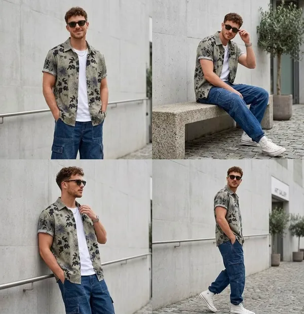 Olive_Green_Abstract_Print_Short_Sleeve_Shirt_for_Men