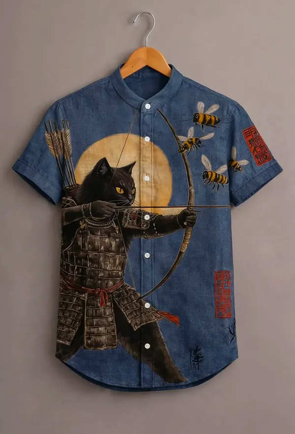 Blue_Graphic_Print_Cat_Moon_Short_Sleeve_Shirt_for_Men