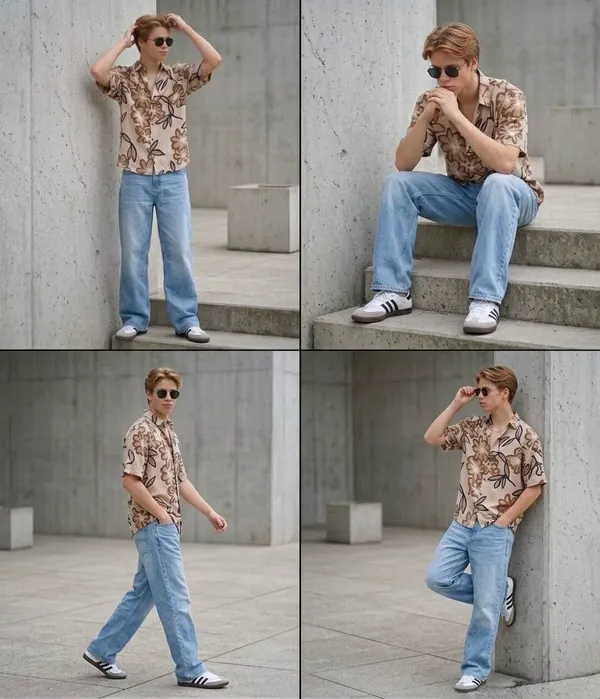 Beige_Floral_Print_Short_Sleeve_Casual_Shirt_for_Men