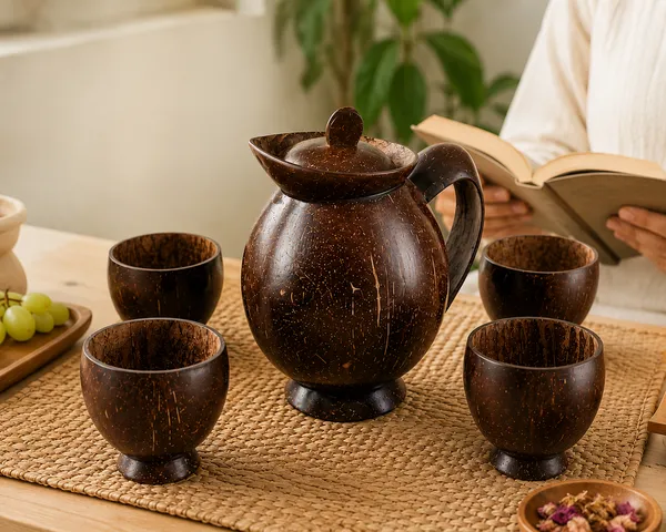 Natural_Handcrafted_Coconut_Shell_600_Ml_Kettle_Set_With_4_Cups