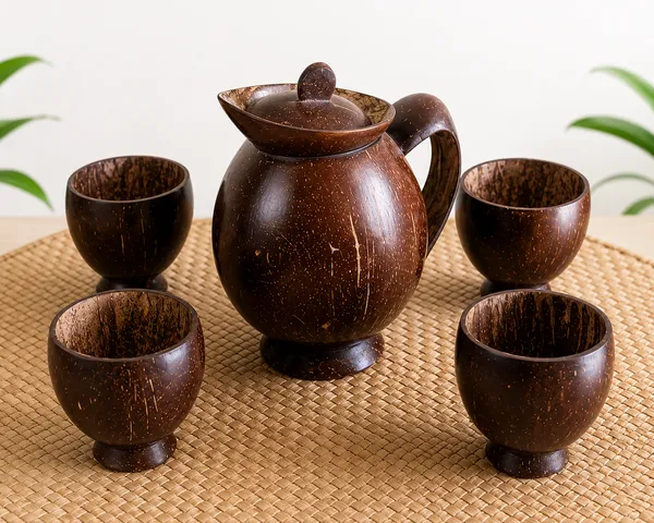 Natural_Handcrafted_Coconut_Shell_600_Ml_Kettle_Set_With_4_Cups