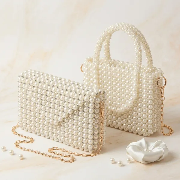 White_Pearl_Box_&_Envelope_Clutch_Duo_For_Women_Pack_Of_2