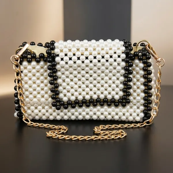 White_And_Black_Beaded_Clutch_For_Women