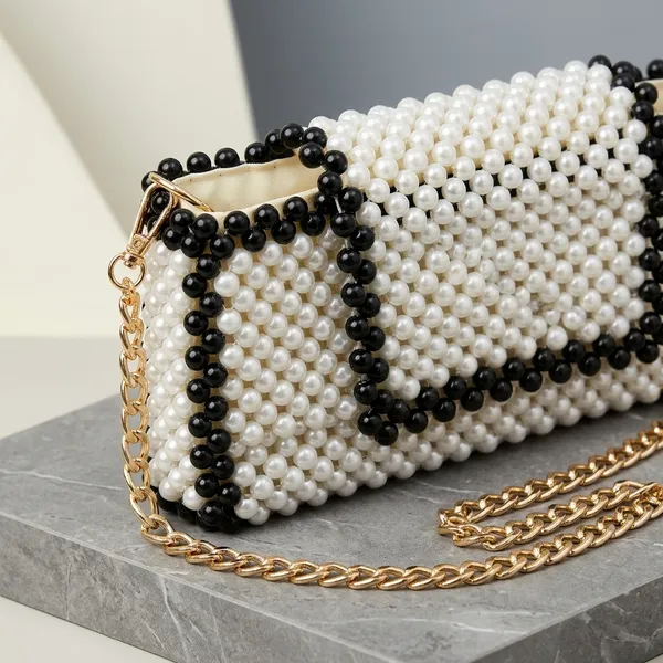 White_And_Black_Beaded_Clutch_For_Women