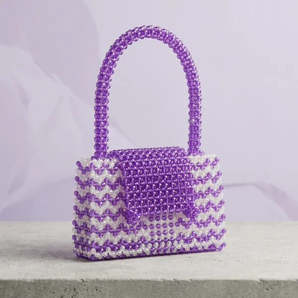 Purple_And_White_Beaded_Handbag_For_Women