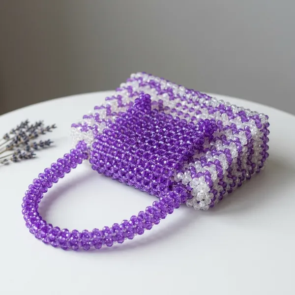 Purple_And_White_Beaded_Handbag_For_Women