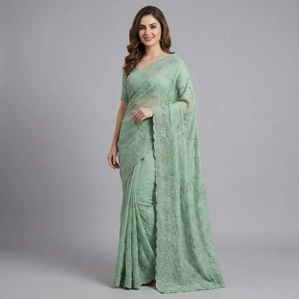 Pista_Green_Embroidered_Saree_With_Sequin_And_Bead_Work