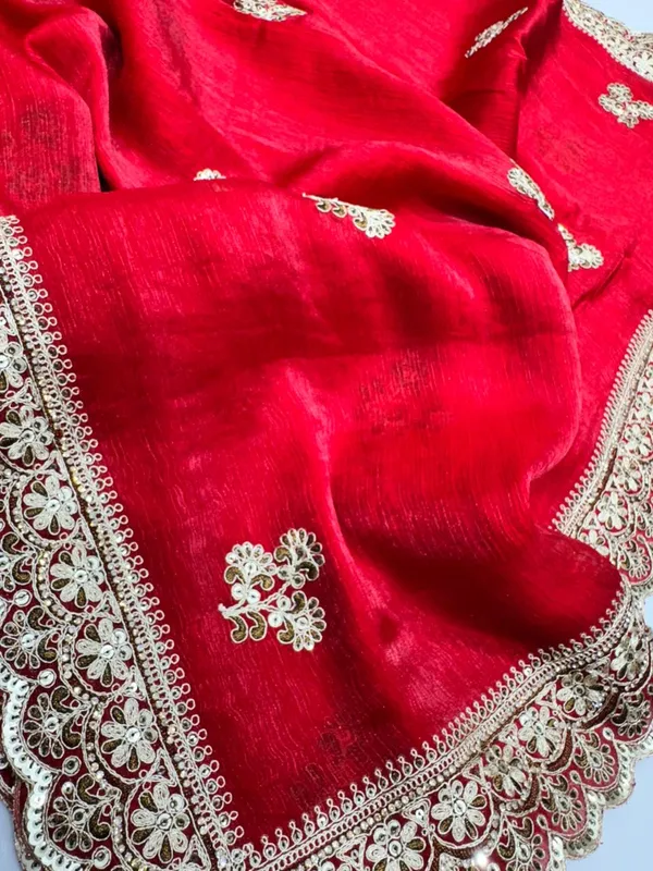 Red_Silk_Saree_With_Silver_Zari_Embroidery_And_Scalloped_Border