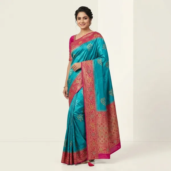 Banarasi_Silk_Saree_With_Zari_Work_-__Teal_blue