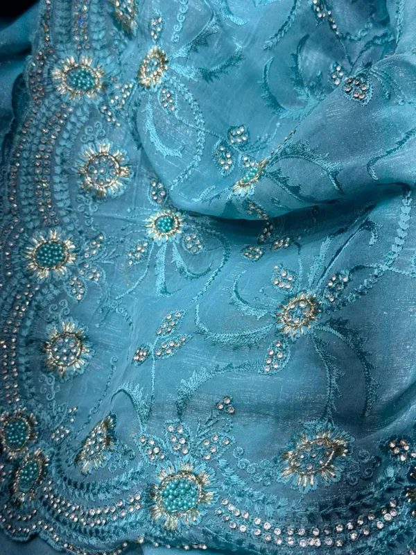 Teal_Blue_Embellished_Saree_With_Sequin_And_Bead_Work_-_Ethnic_Craft_Material