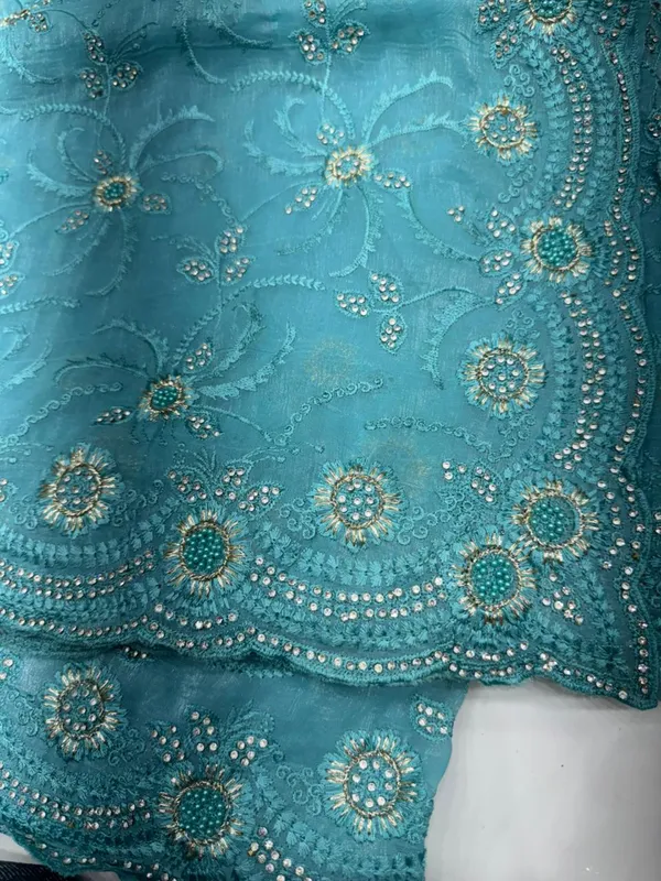 Teal_Blue_Embellished_Saree_With_Sequin_And_Bead_Work_-_Ethnic_Craft_Material