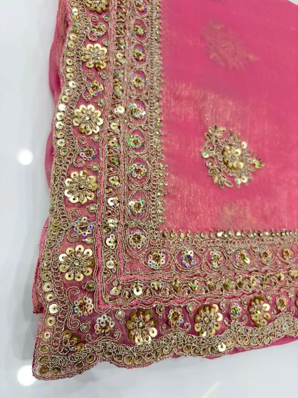 Elegant_Pink_Embroidered_Saree_With_Golden_Sequin_Work