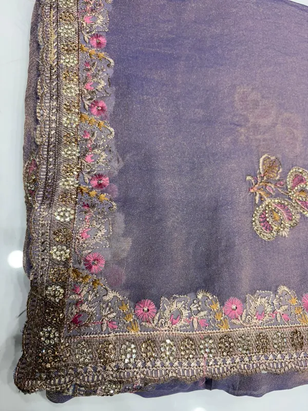 Lavender_Purple_Embellished_Ethnic_Saree_With_Gold_Sequin_Work