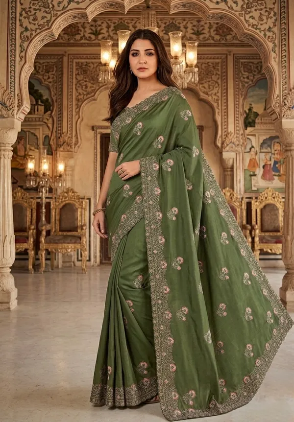 Elegant_Green_Embroidered_Saree_With_Floral_Motifs