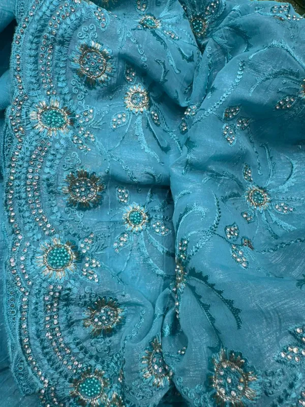 Teal_Blue_Embellished_Saree_With_Sequin_And_Bead_Work_-_Ethnic_Craft_Material