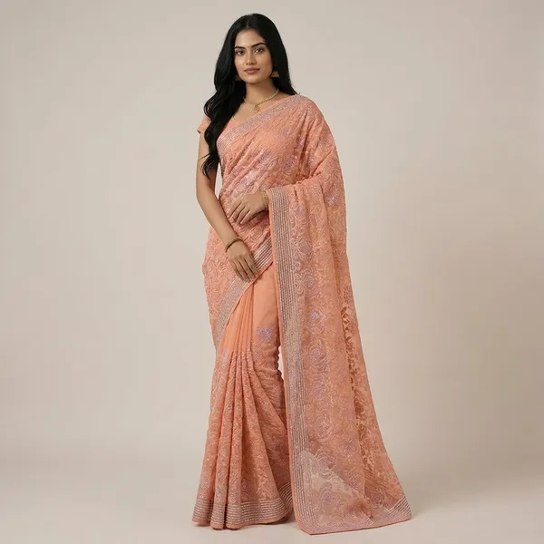 Peach_Elegant_Embroidered_Saree_With_Intricate_Sequin_Work