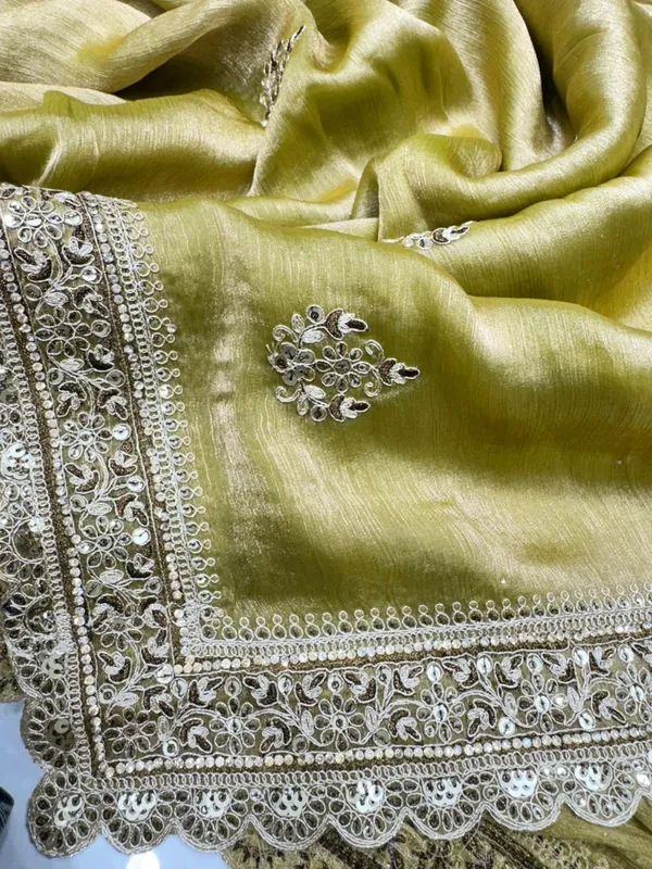 Lime_Green_Silk_Saree_With_Silver_Sequin_And_Zari_Border_Work