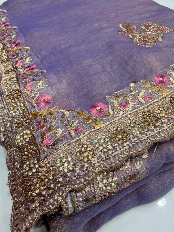 Lavender_Purple_Embellished_Ethnic_Saree_With_Gold_Sequin_Work