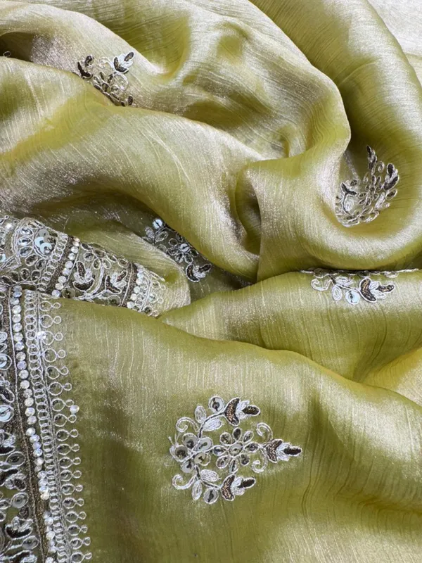 Lime_Green_Silk_Saree_With_Silver_Sequin_And_Zari_Border_Work