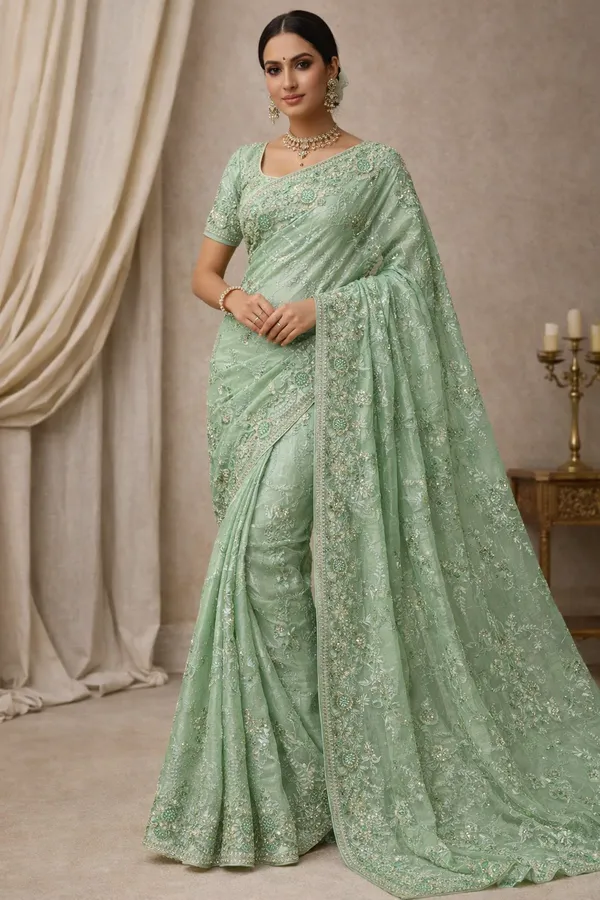 Elegant_Green_Embellished_Saree_With_Sequin_And_Bead_Work