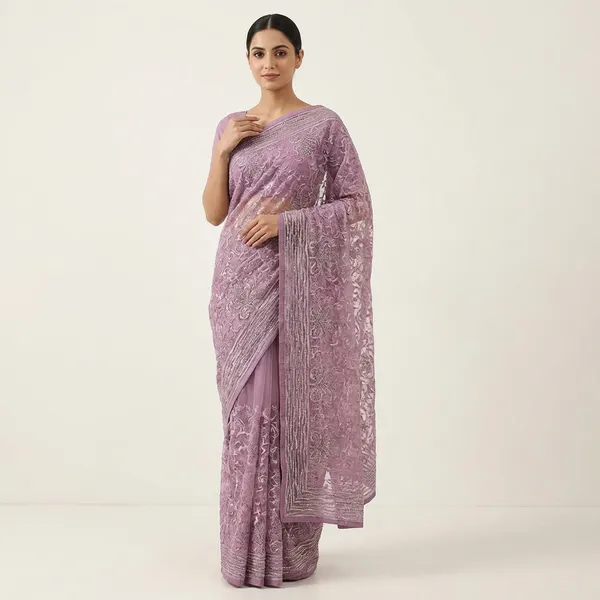 Embroidered_Purple_Net_Saree_With_Sequin_Work