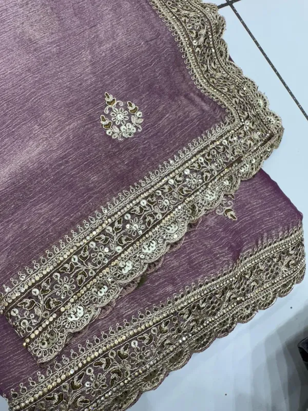 Purple_Embroidered_Silk_Saree_With_Gold_Sequin_Border